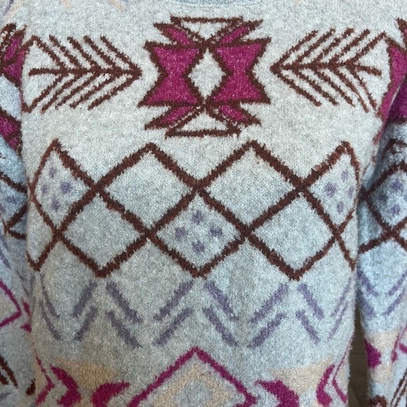 Lou & Grey Sweater Size XS Mock Neck Gray Fair Isle Tunic Winter Comfy Cozy - Picture 6 of 12
